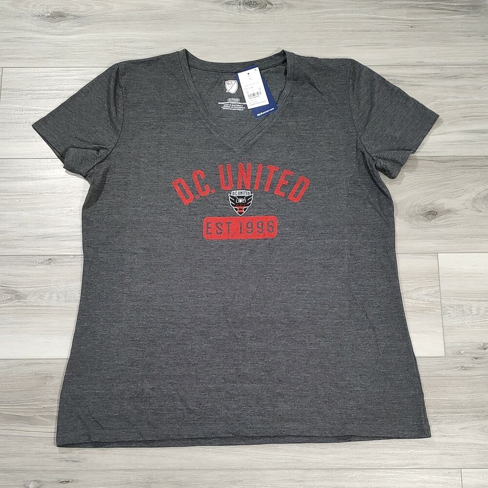 DC United T-Shirt Women's XL Charcoal HT MLS Graphic Team Logo Short Sleeve New